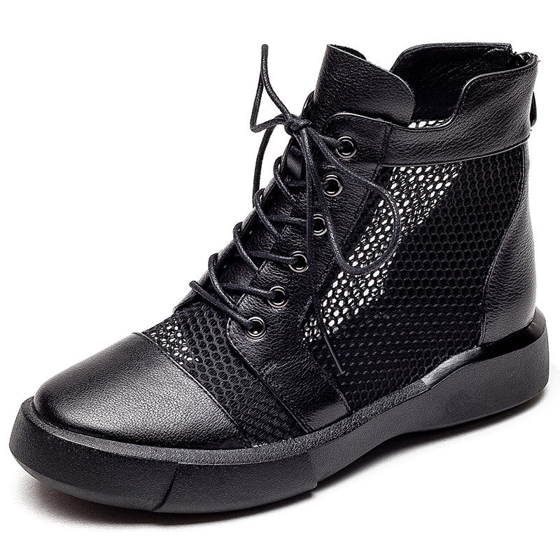Women's Spring First Layer Cowhide Soft Bottom Boots