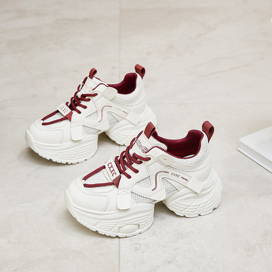 Women's Lightweight Soft Sole White Spring Height Casual Shoes