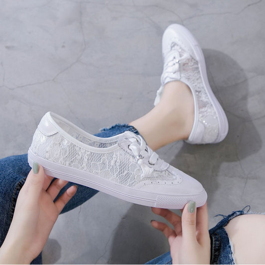 Women's White Authentic Hollow Out Korean Style Women's Casual Shoes