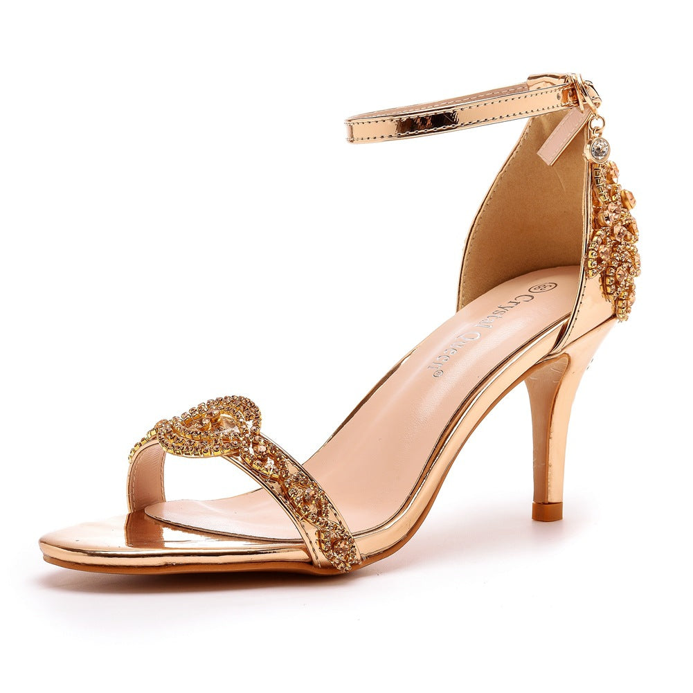 Elegant Shallow Mouth Stilettos Champagne Gold Wedding Heels
