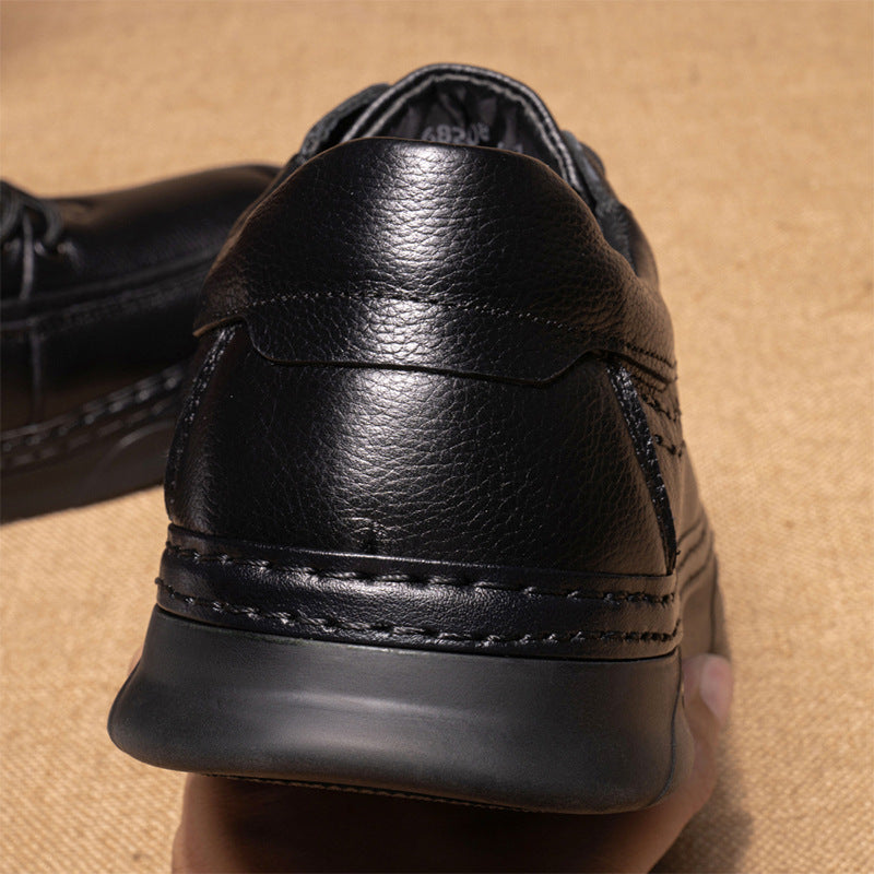 Men's Business Round Toe Slip-on Soft Bottom Platform Leather Shoes