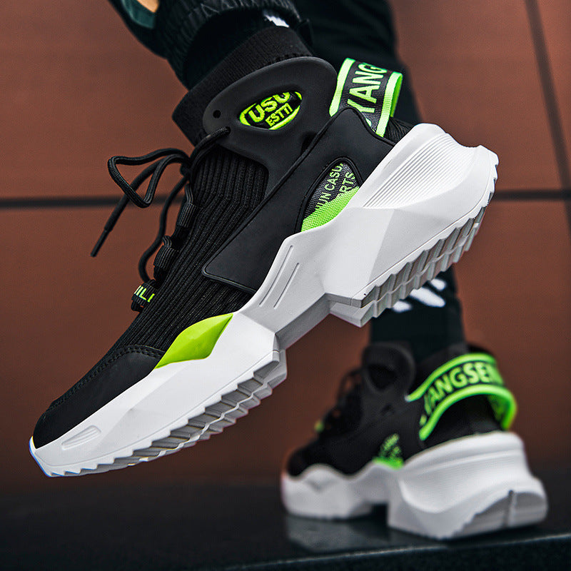 Men's High Top Wild Green Less Leisure Sports Casual Shoes