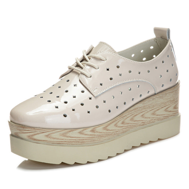Women's Thick-soled Platform Summer Breathable Hollow British Casual Shoes