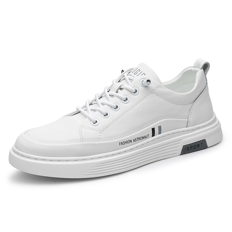 Men's White Trendy Slip-on Genuine Breathable Sneakers