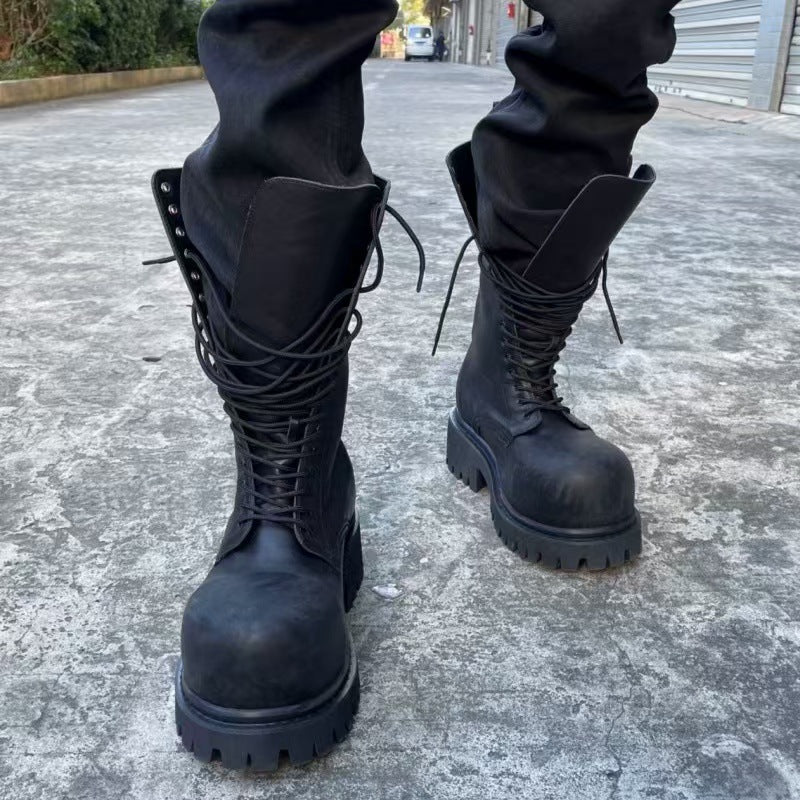 Head Martin Chunky Raise The Bottom Lace Up Round Boots