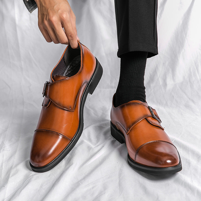 Men's Pointed Toe Business Formal Wear Low-cut Leather Shoes