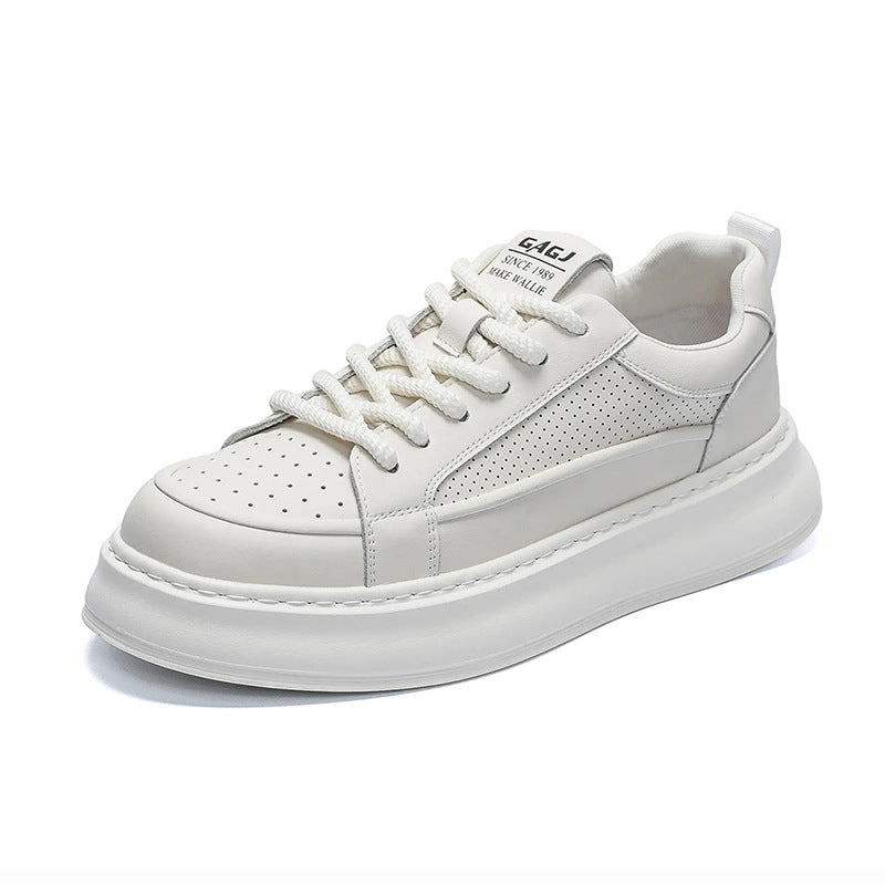 Men's Black Embossed Breathable Invisible Elevated Muffin Men's Board Shoes