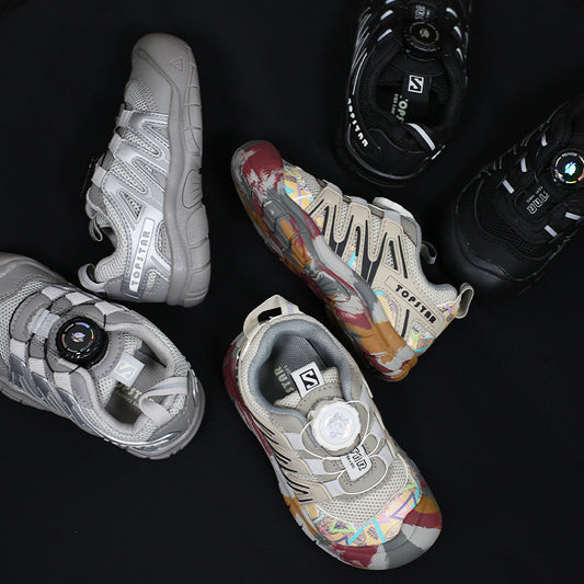 Children's Autumn Color Bottom Button Kindergarten Kid's Sneakers