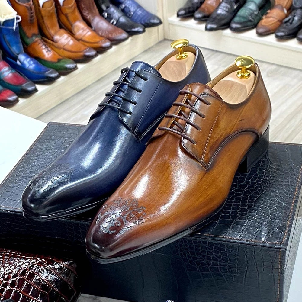 Men's Business Formal Wear Derby Genuine Fashion Leather Shoes