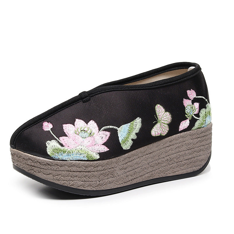 Women's Acetate Fabric Chinese Style Embroidery Breathable Canvas Shoes