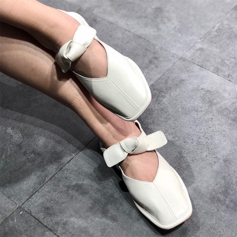 Women's Spanish Niche Pumps Ballet Square Toe Granny French Vintage Casual Shoes