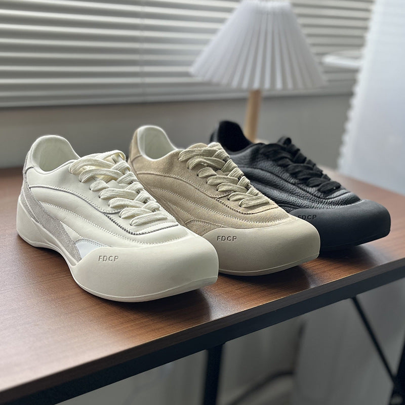 Men's Toe Fashionable High-grade White For Boys Platform Men's Casual Leather Shoes