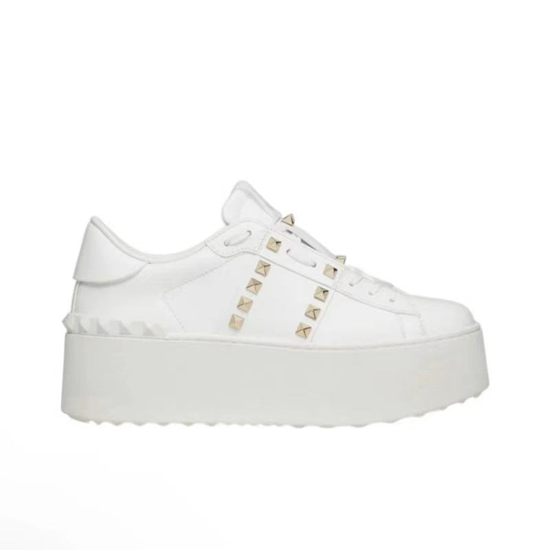 Women's Original Rivet Platform White Short Music Genuine Casual Shoes