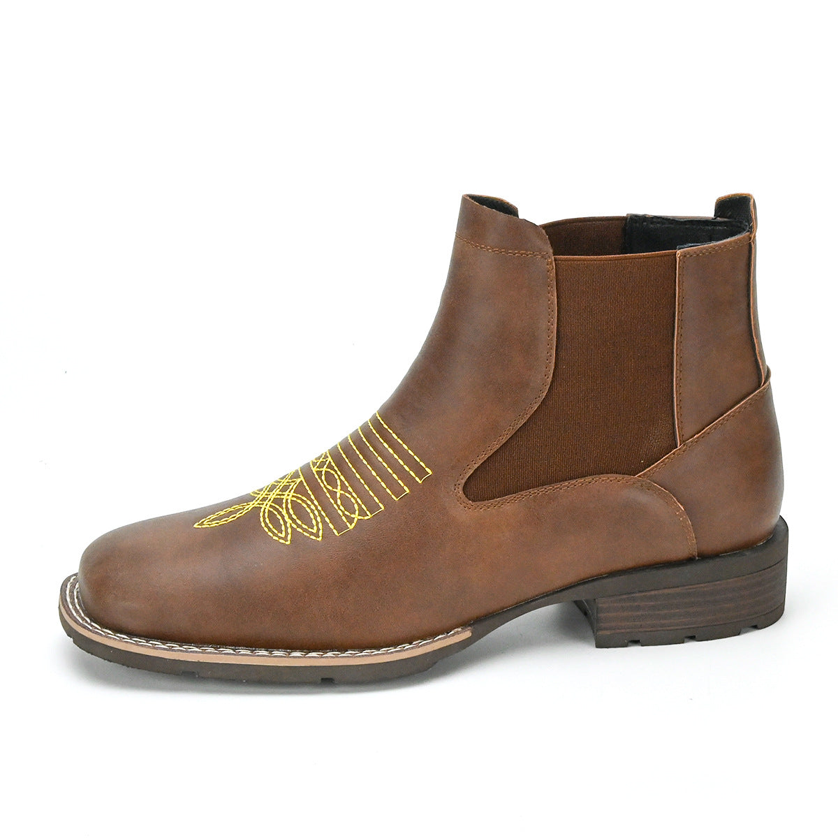 Men's Durable Embroidered Slip-on Chelsea Martin Boots