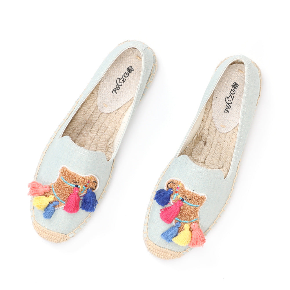 Women's Single Straw Fisherman Linen Flat Leisure Canvas Shoes
