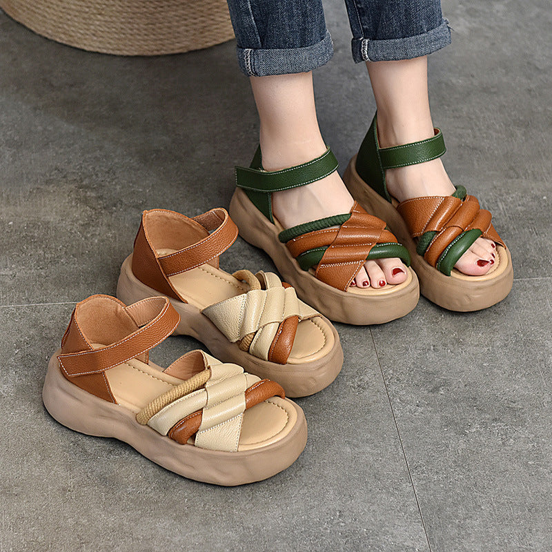 Women's Waterproof Platform Magic Stick Retro Color Matching Sandals