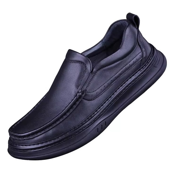 Men's Genuine First Layer Cowhide Solid Platform Plus Veet Stitching Men's Casual Leather Shoes