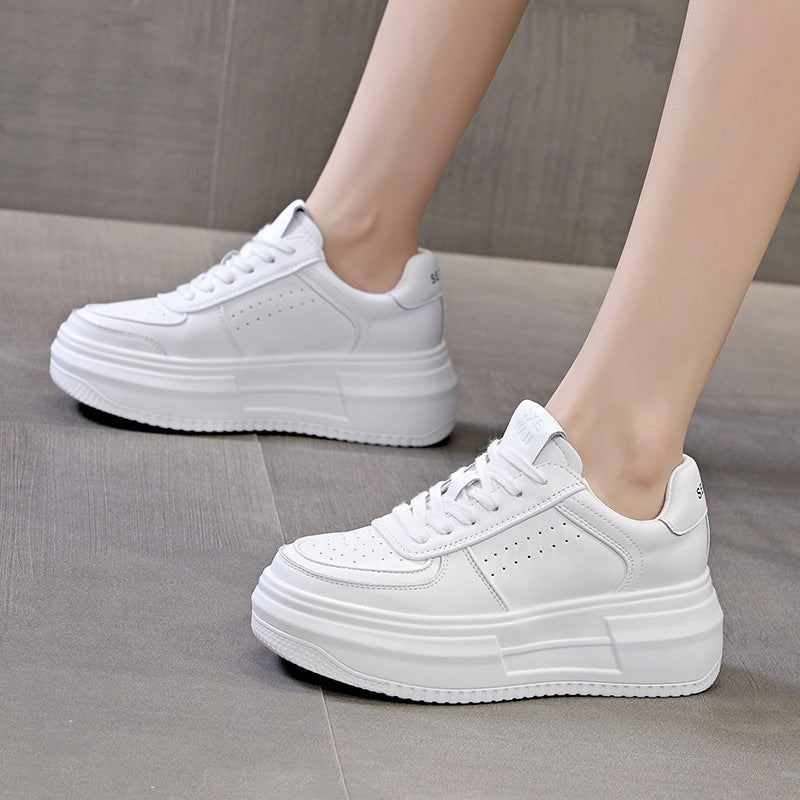 Women's Platform White Mesh Solid Color Height Increasing Breathable Sports Women's Casual Shoes