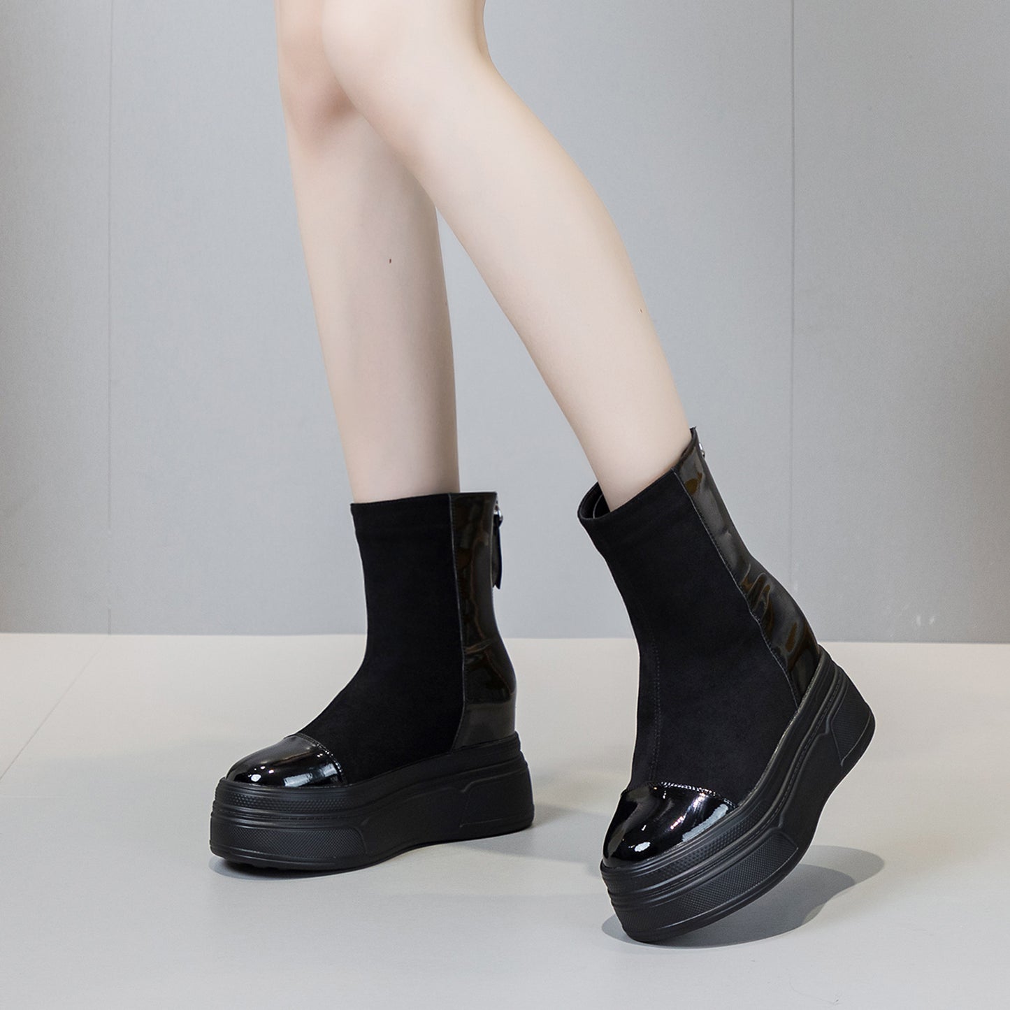 Women's Soft Retro British Style Leisure Platform Boots