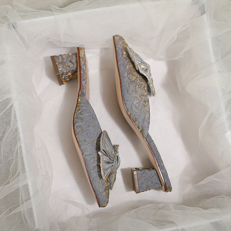 Women's Closed Toe Half Outer Wear Summer Heels