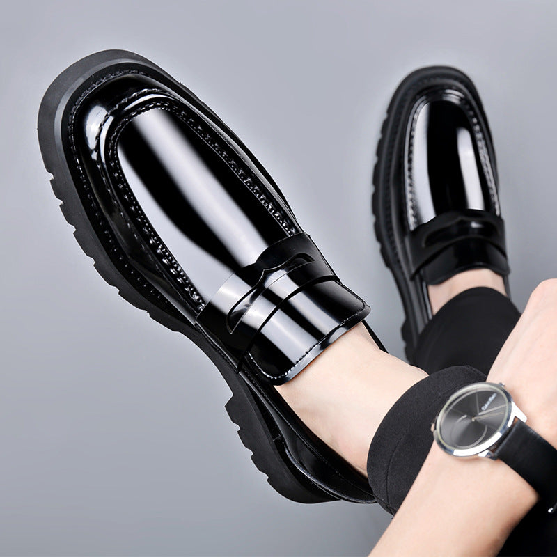 Men's Platform Summer Trend Cowhide Slip-on Oversized Leather Shoes