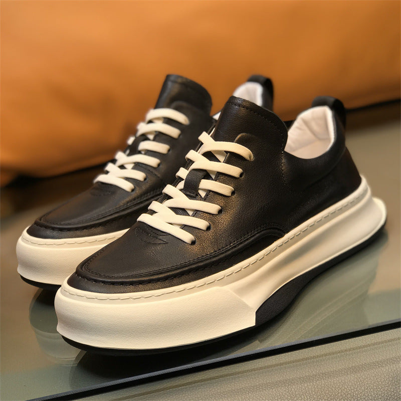 Men's White British Style Thick-soled Trendy Sports Sneakers