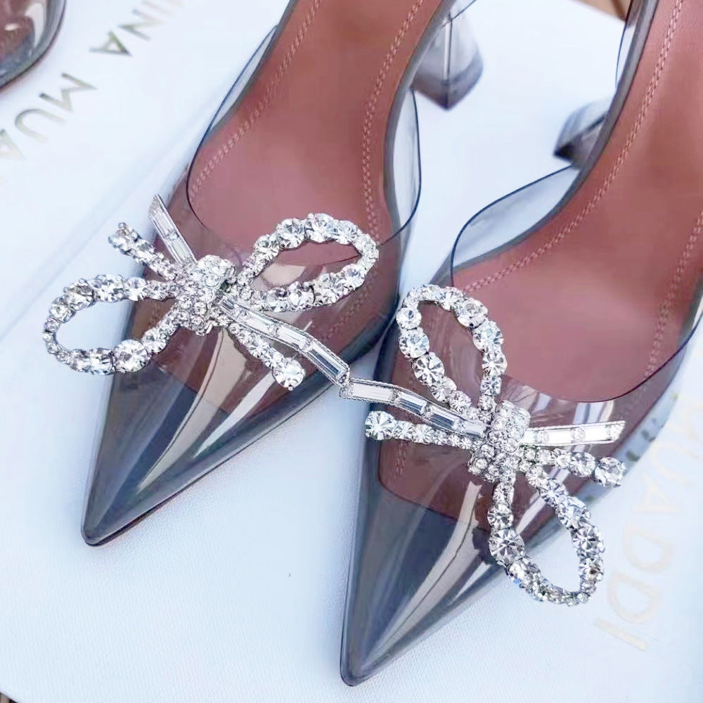 Pointed Transparent Cool Summer Butterfly Rhinestone Heels