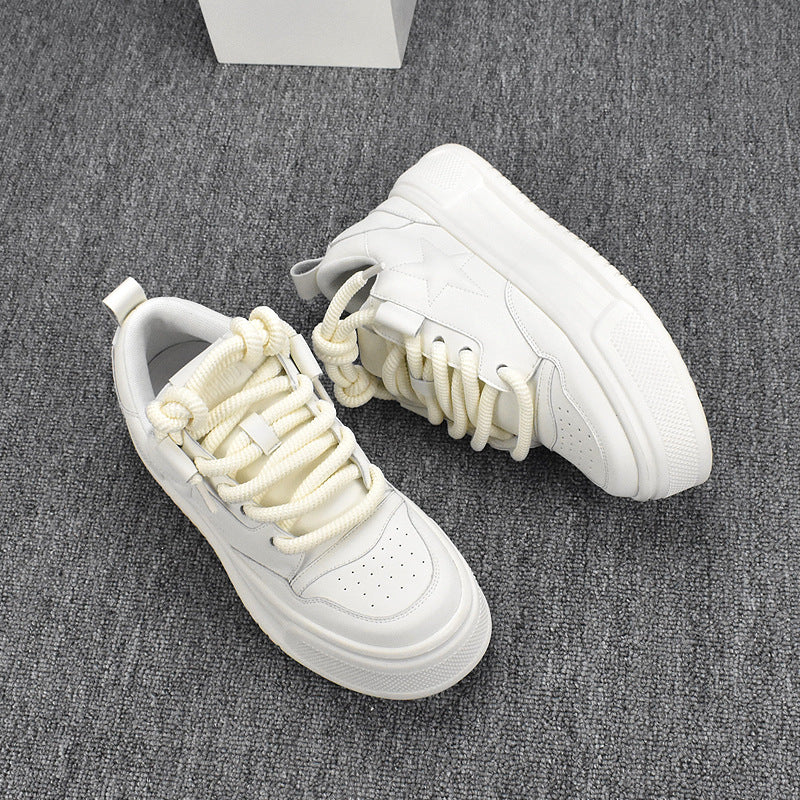 Men's Korean Style Thick-soled Spring White Breathable Casual Shoes