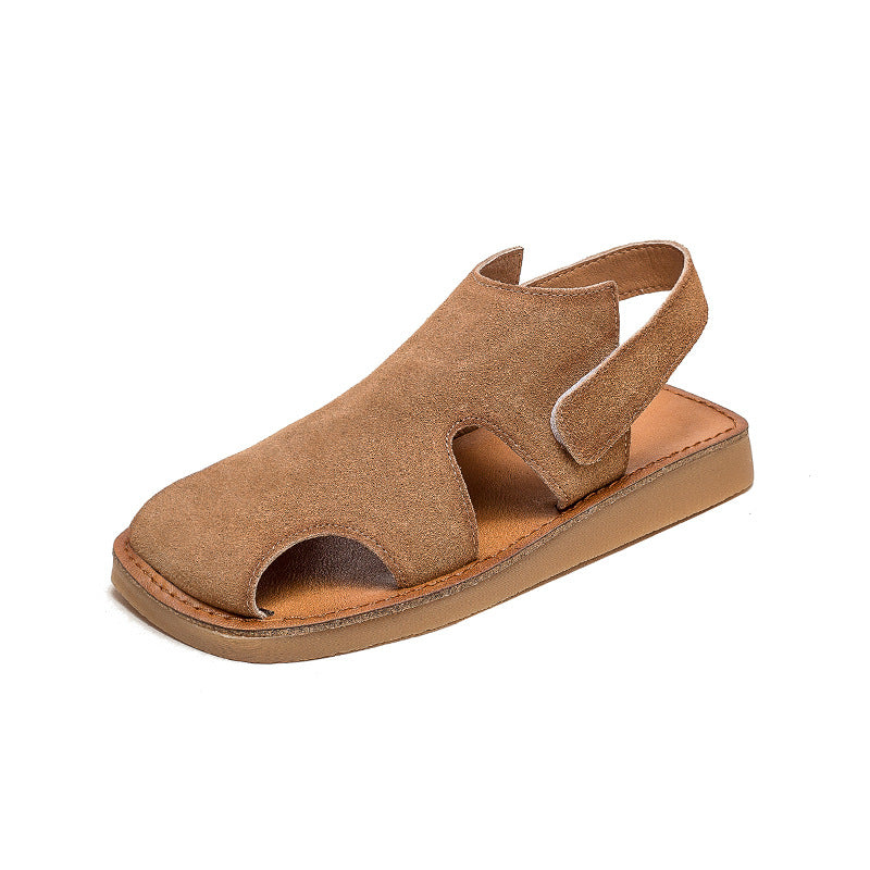 Women's & Men's Toe Hollow Breathable Velcro Flat Bottom Men's Shoes