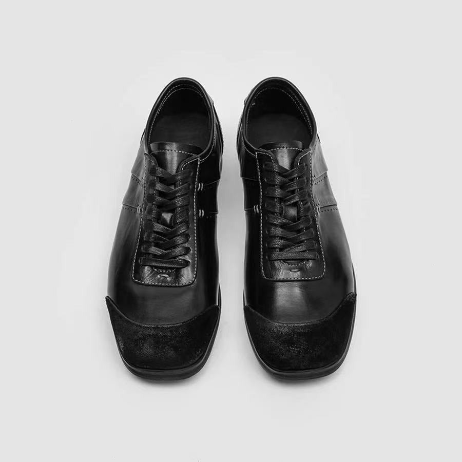 High-grade Minimalist Boxing Cowhide Square Toe Casual Shoes