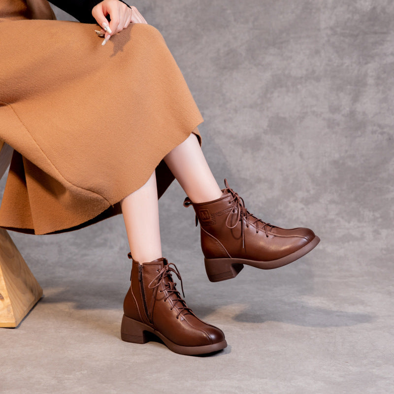 Women's High Warm Retro Round Toe Mom Boots
