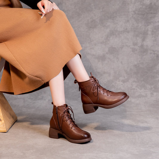 Women's High Warm Retro Round Toe Mom Boots