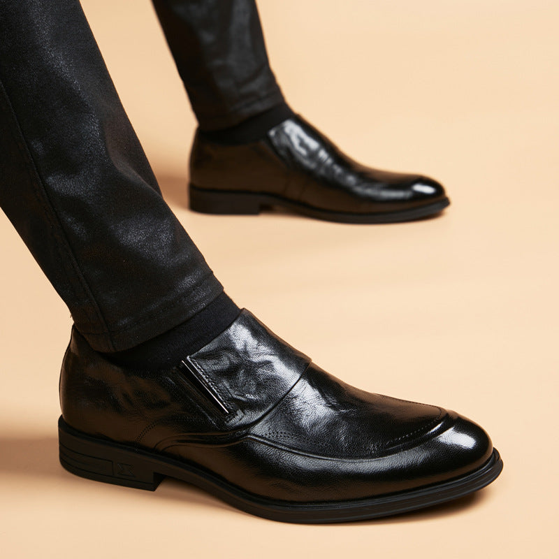 Men's Business British Style Slip-on Formal Wear Derby Soft Breathable Men's Casual Leather Shoes