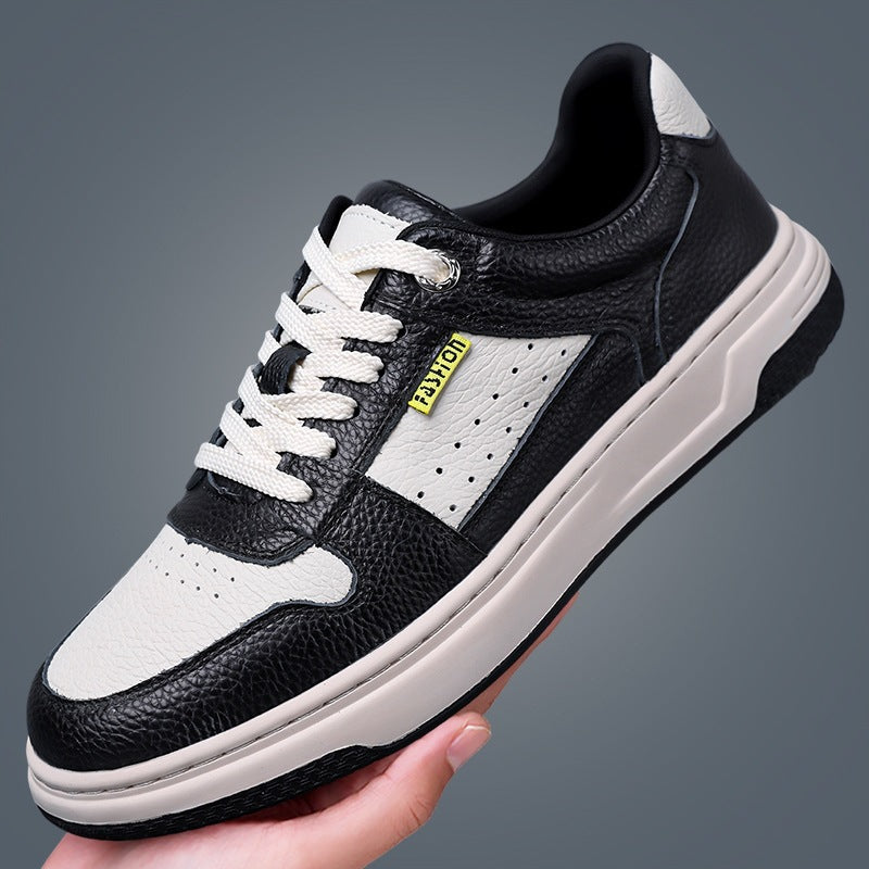 Men's Top Layer Cowhide Breathable Spring Board Trendy Men's Casual Leather Shoes