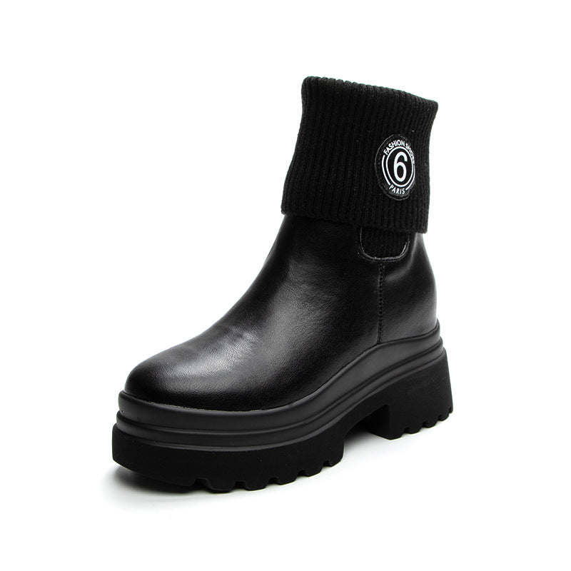 Women's Trendy Spring Winter Short Genuine Martin Height Increasing Boots