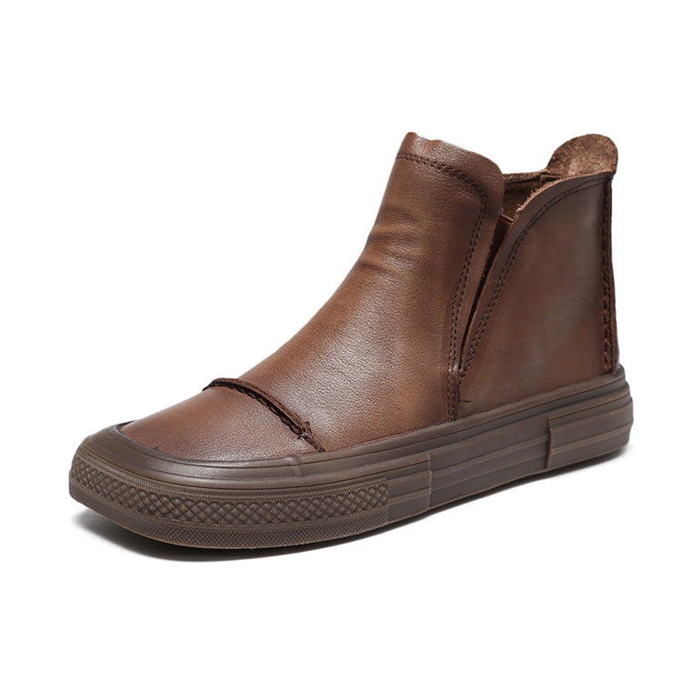 Short Retro Slip-on Flat Knight Low Boots
