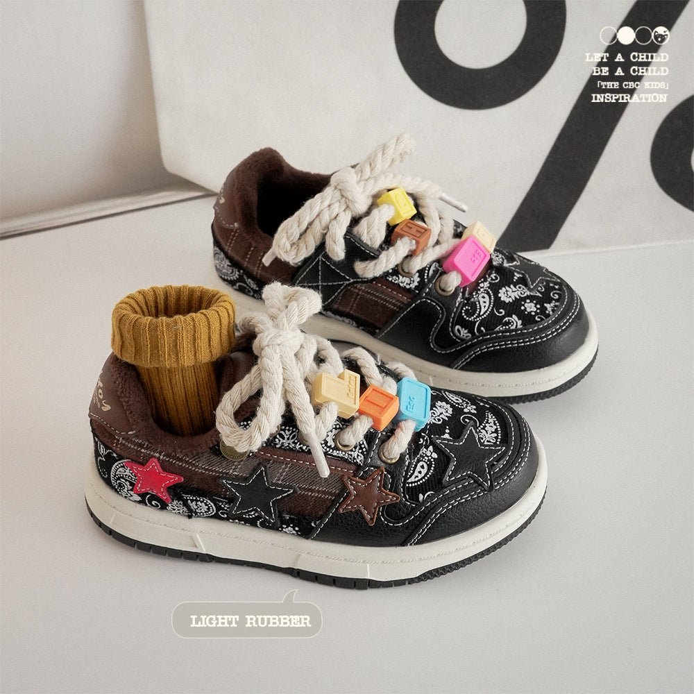 Children's Basketball Board Fleece-lined Boys Trend Kid's Sneakers
