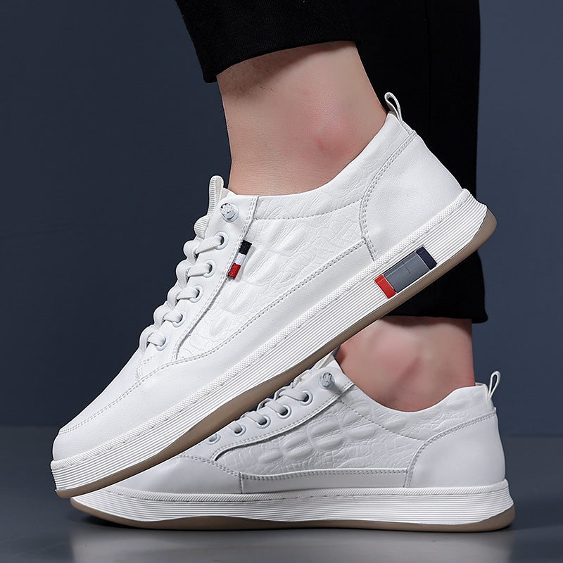 Men's White For Sports Trendy Breathable Men's Casual Leather Shoes