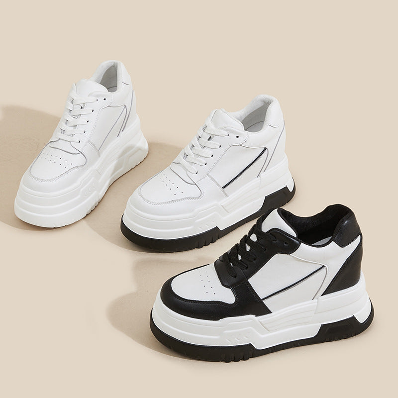 Women's Spring Platform Height Increasing Insole Genuine Pumps Casual Shoes