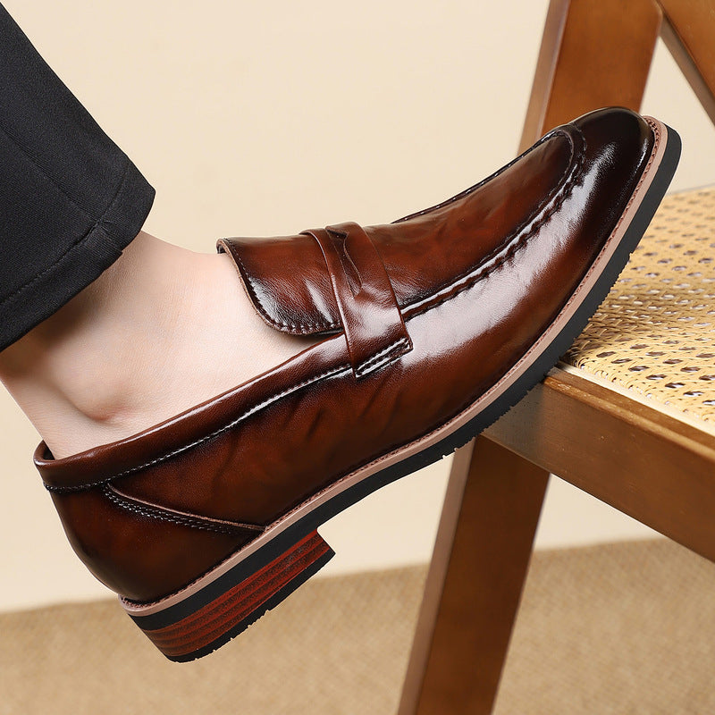 Men's Autumn Large Size British Style Slip-on Men's Casual Leather Shoes