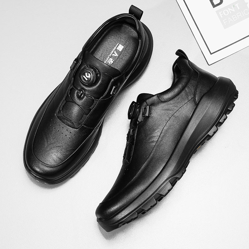 Men's Rotating Buckle Lightweight Breathable Outdoor Hiking Leather Shoes