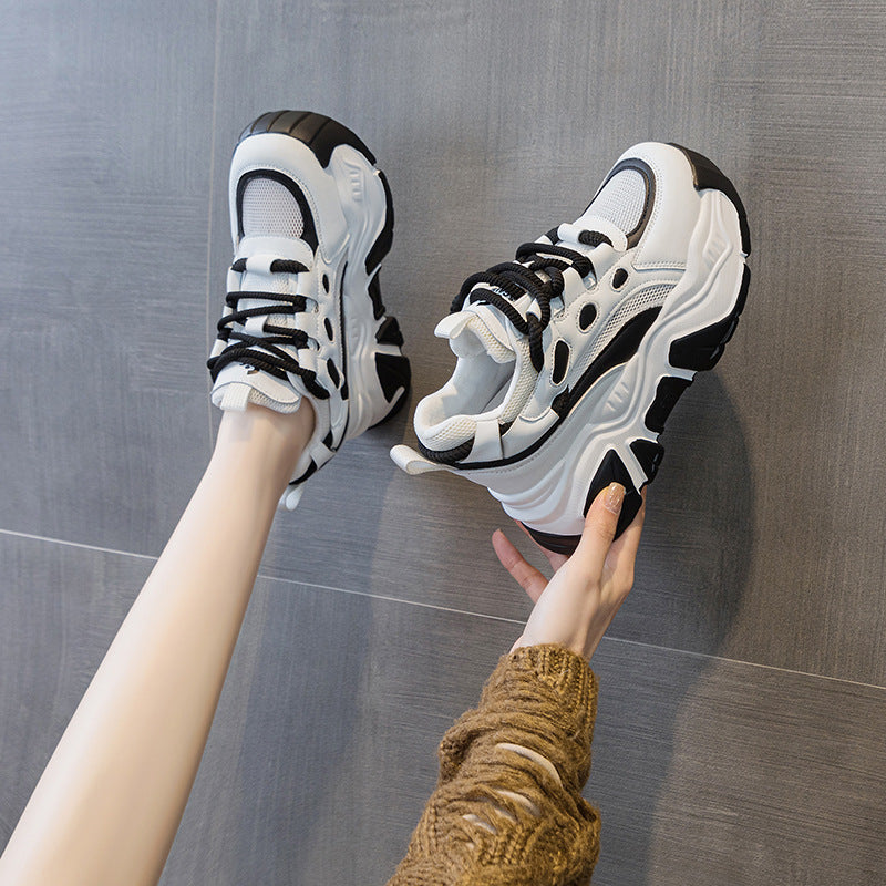 Women's Increasing Insole Dad Spring Thick Bottom Transparent Mesh Fashion Sports Women's Shoes