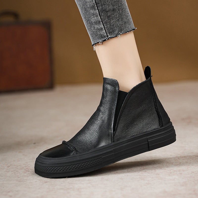 Short Retro Slip-on Flat Knight Low Boots