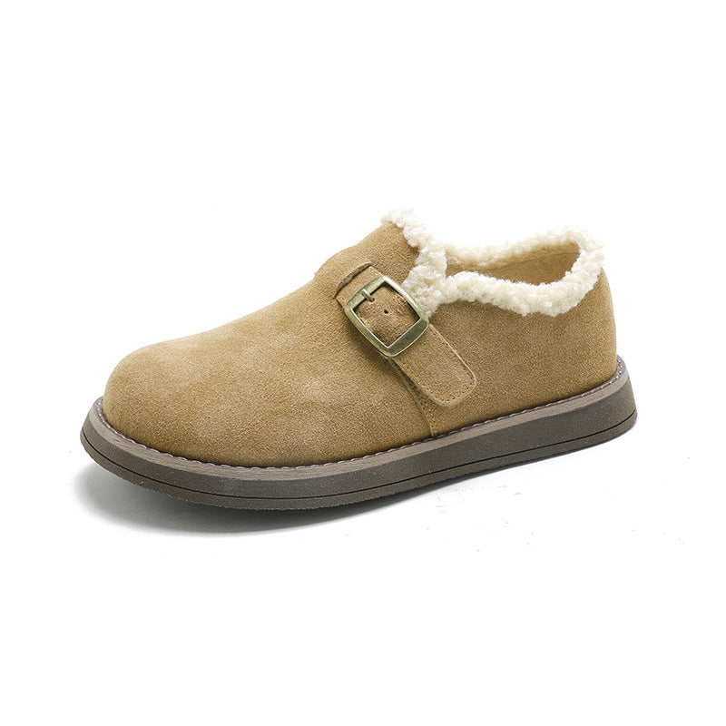 Women's Genuine Flat Fleece Lined Cotton Mary Casual Shoes