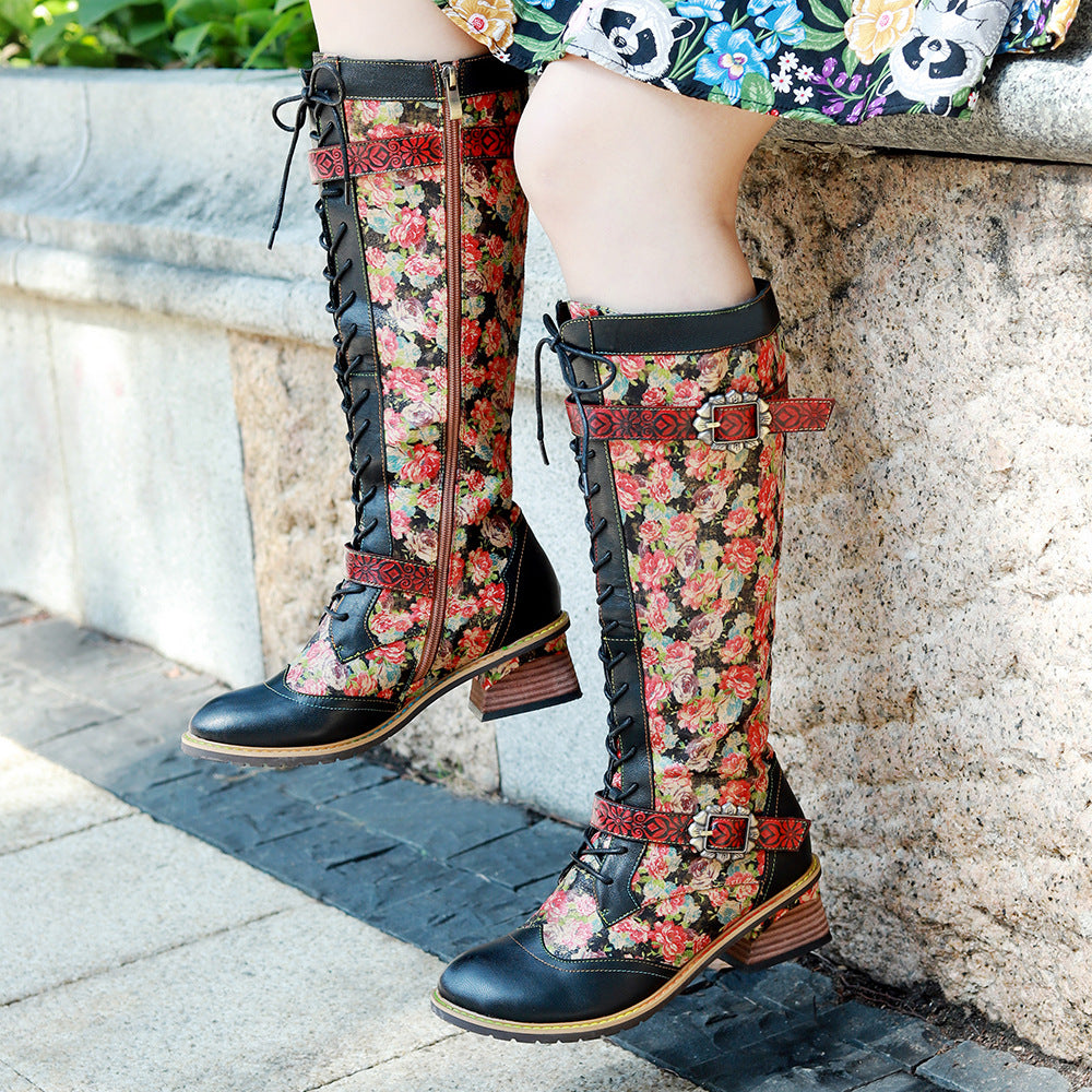 Handmade Genuine Brush Color Retro Idyllic Boots