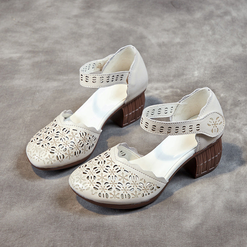 Women's Summer Magic Stick First Layer Cowhide Heels