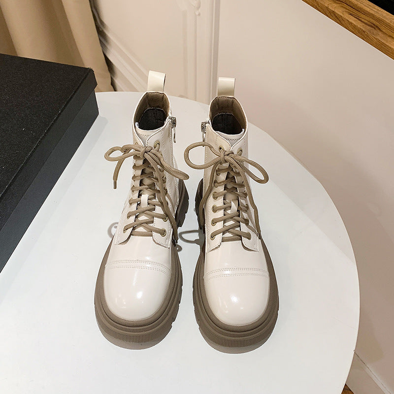 Women's Thick-soled British Style Ankle Height Increasing Boots