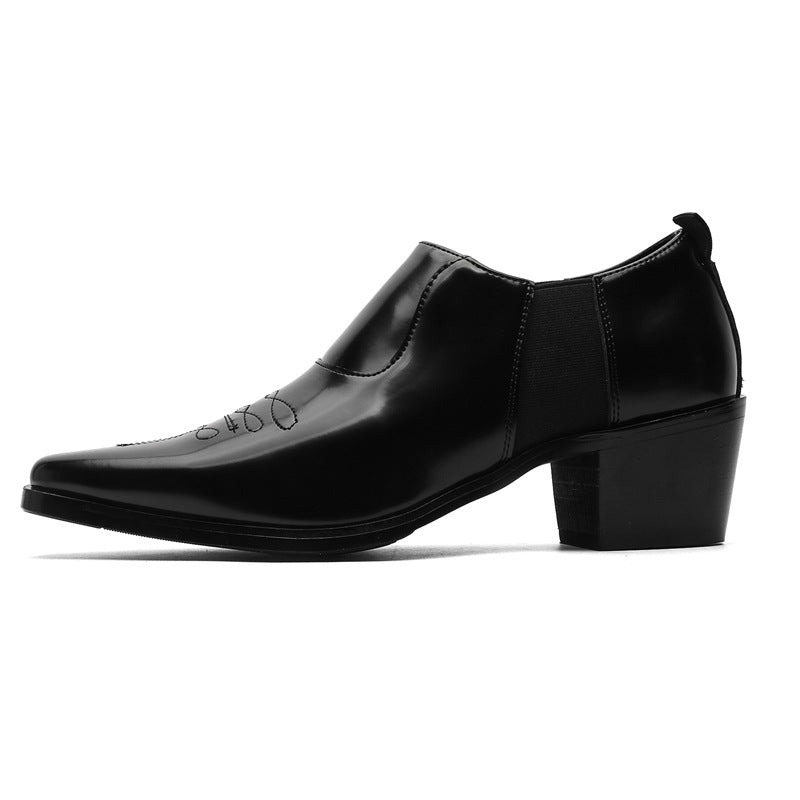 Black Slip-on High French Skinny Chelsea Boots