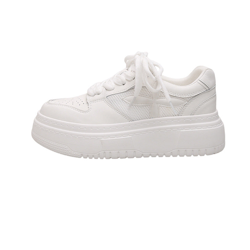 Women's Su Genuine Thick Bottom Breathable White Round Sneakers