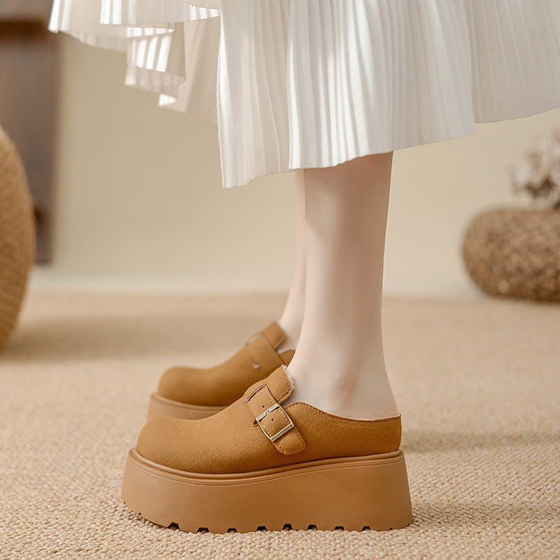 Women's Toe Cap Half Outdoor Height Increasing Slippers